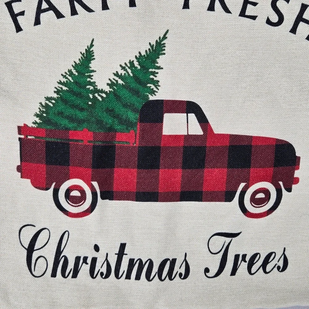 Farm Fresh Christmas Trees Buffalo Plaid Truck 17x17 Throw Pillow Cover Holida
